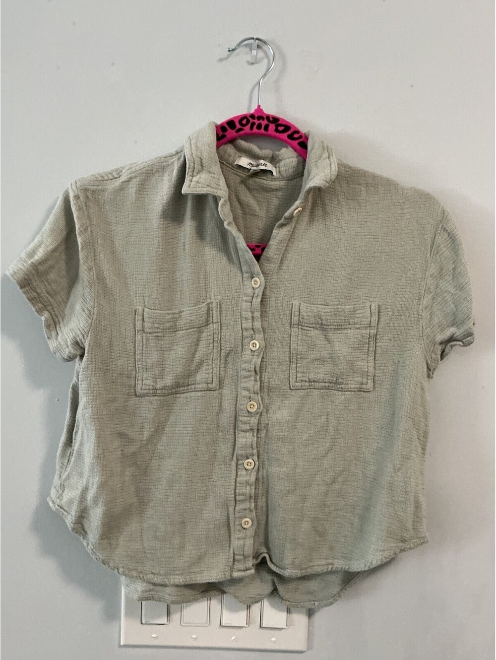Madewell Size XS Textured Knit Button Down Cropped Blouse Shirt #18